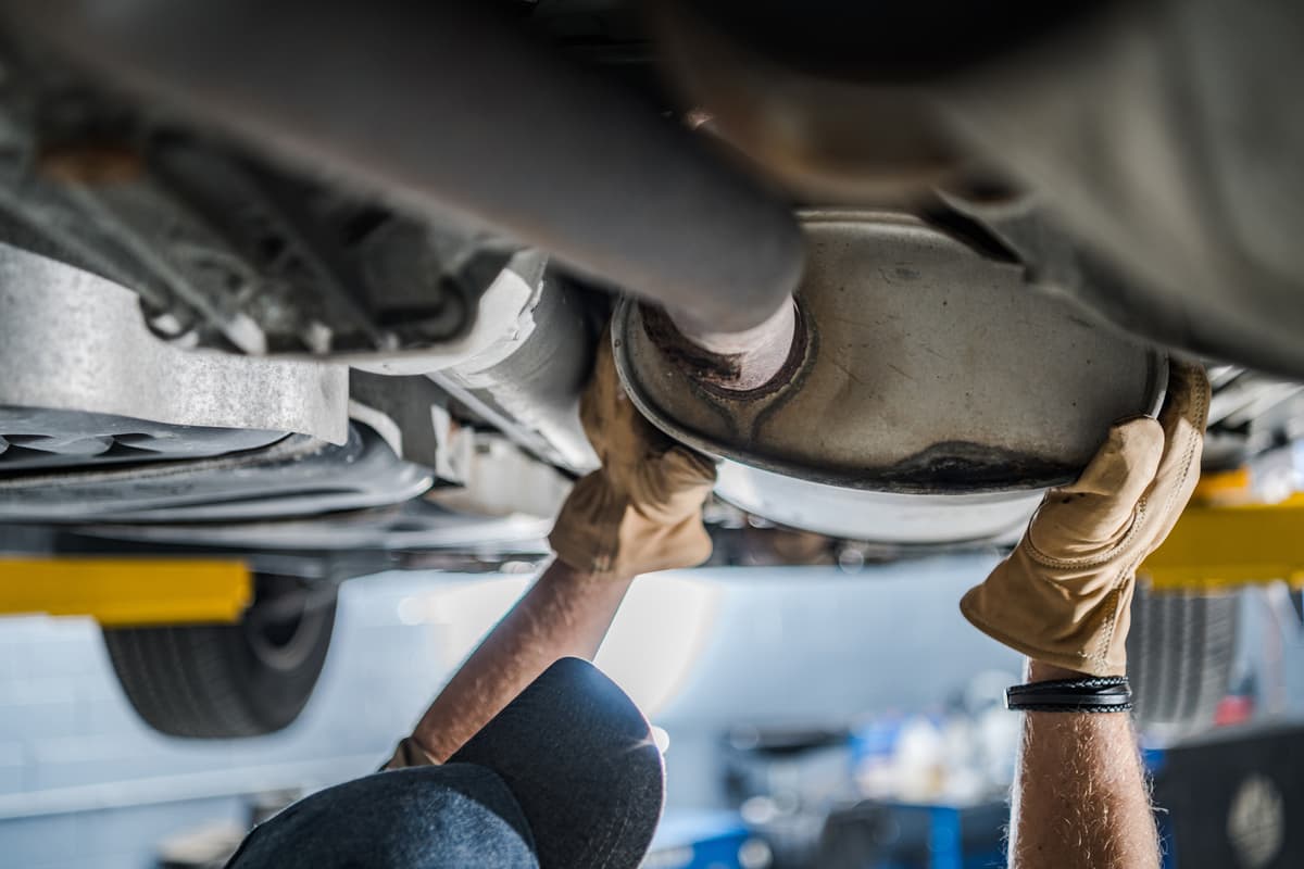 Mechanic working on a car